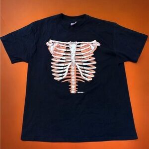 Vintage 1991 Brieland Graphics Halloween Skeleton Rib Cage Tee Size XL
